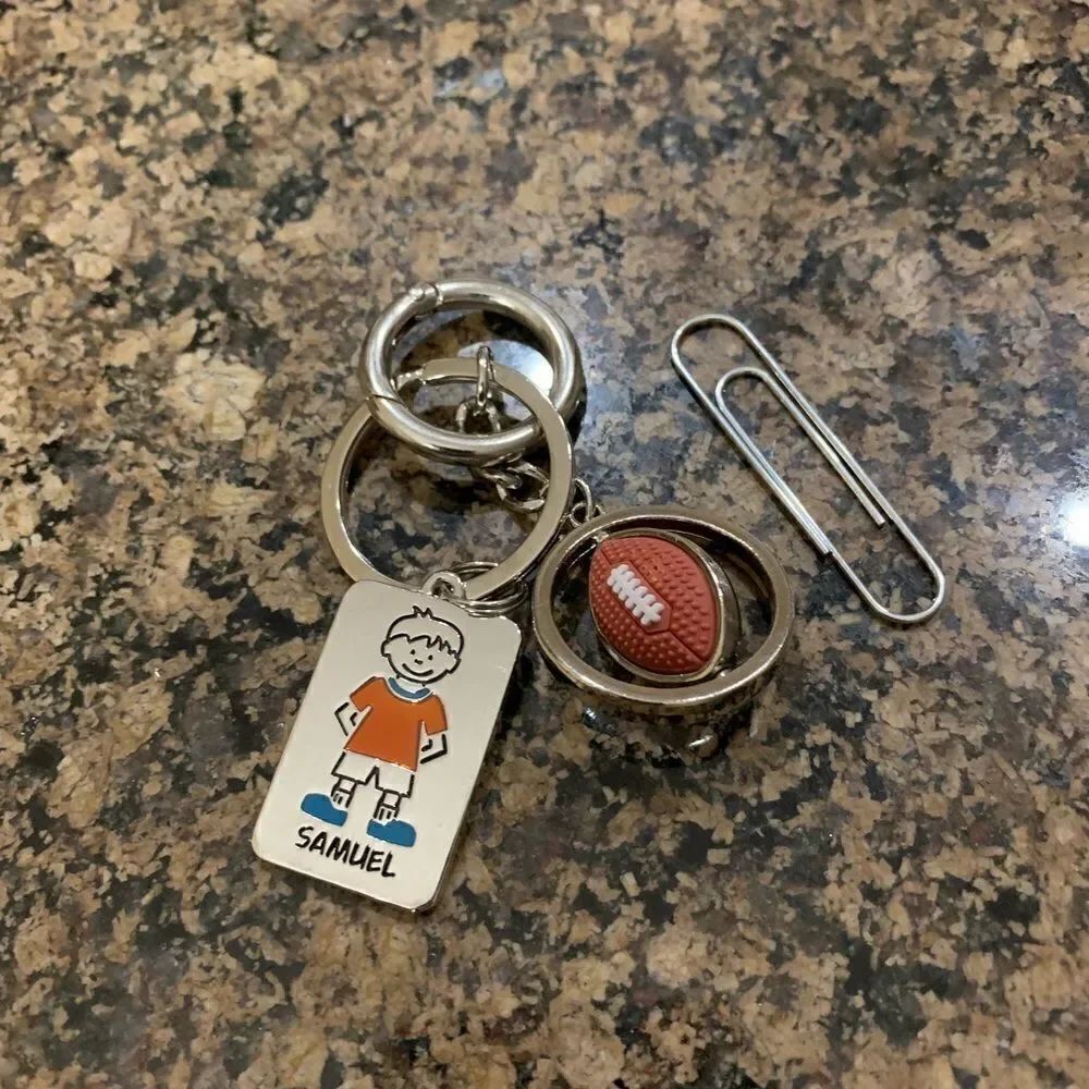 “Samuel” Football Keychain